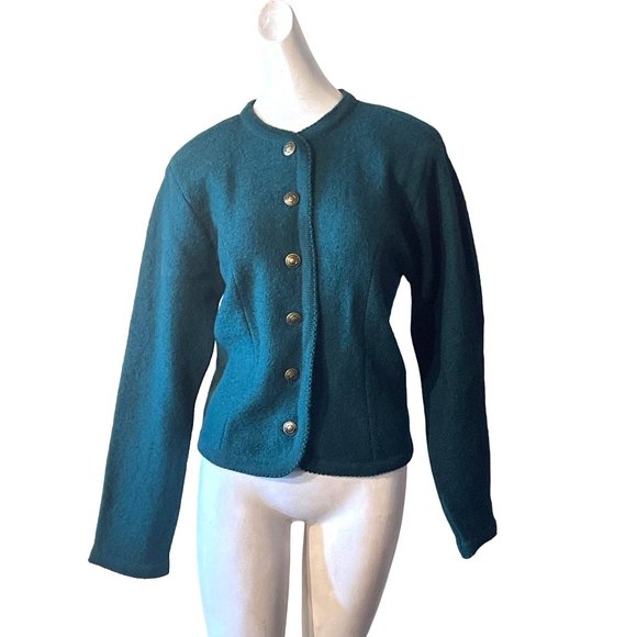 Vintage Tally Ho Designer Green Wool Button Down Sweater Woman's Size Small - Picture 10 of 10